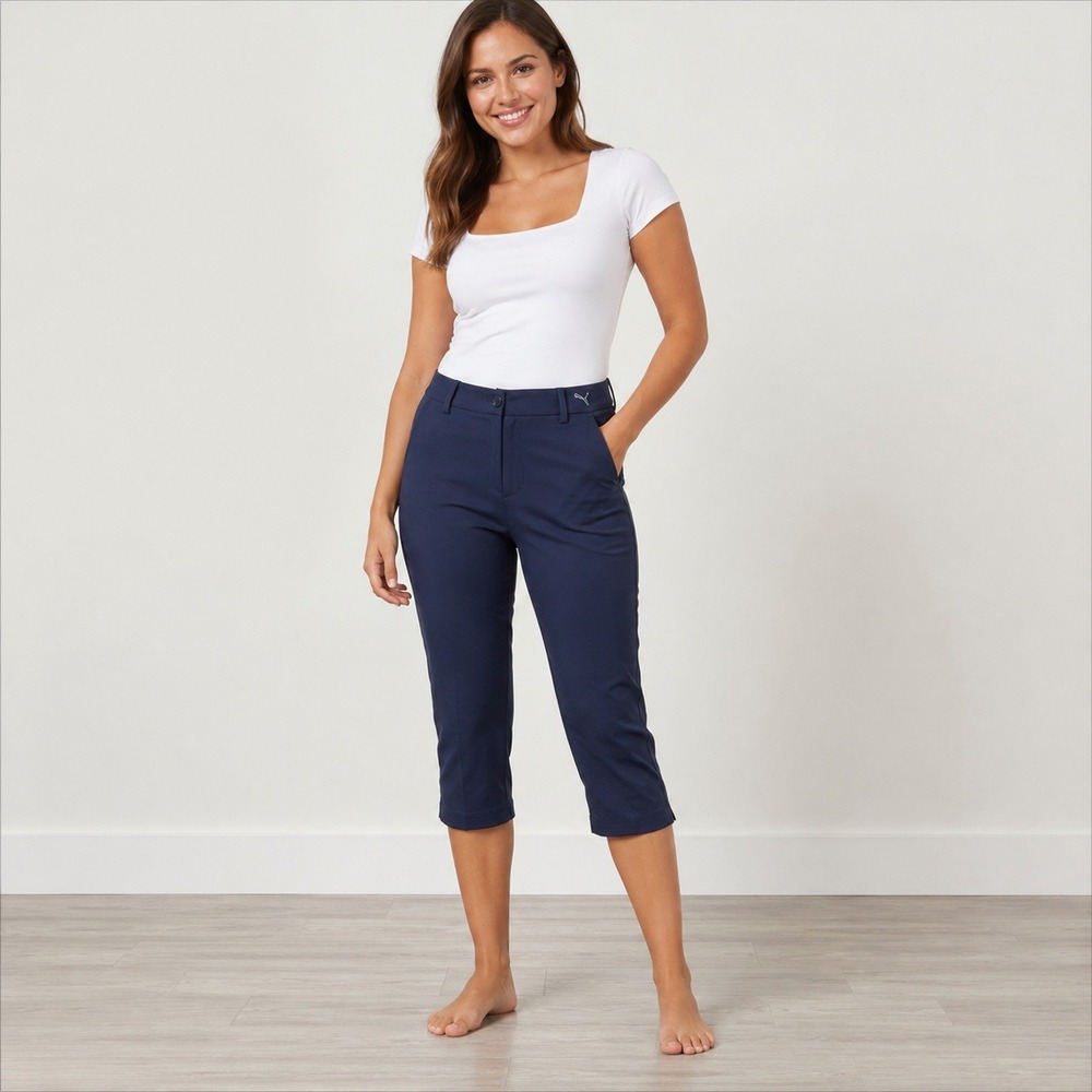 Puma Golf Navy Blue Capri Pants Women Size 8 Cropped Trousers 573909